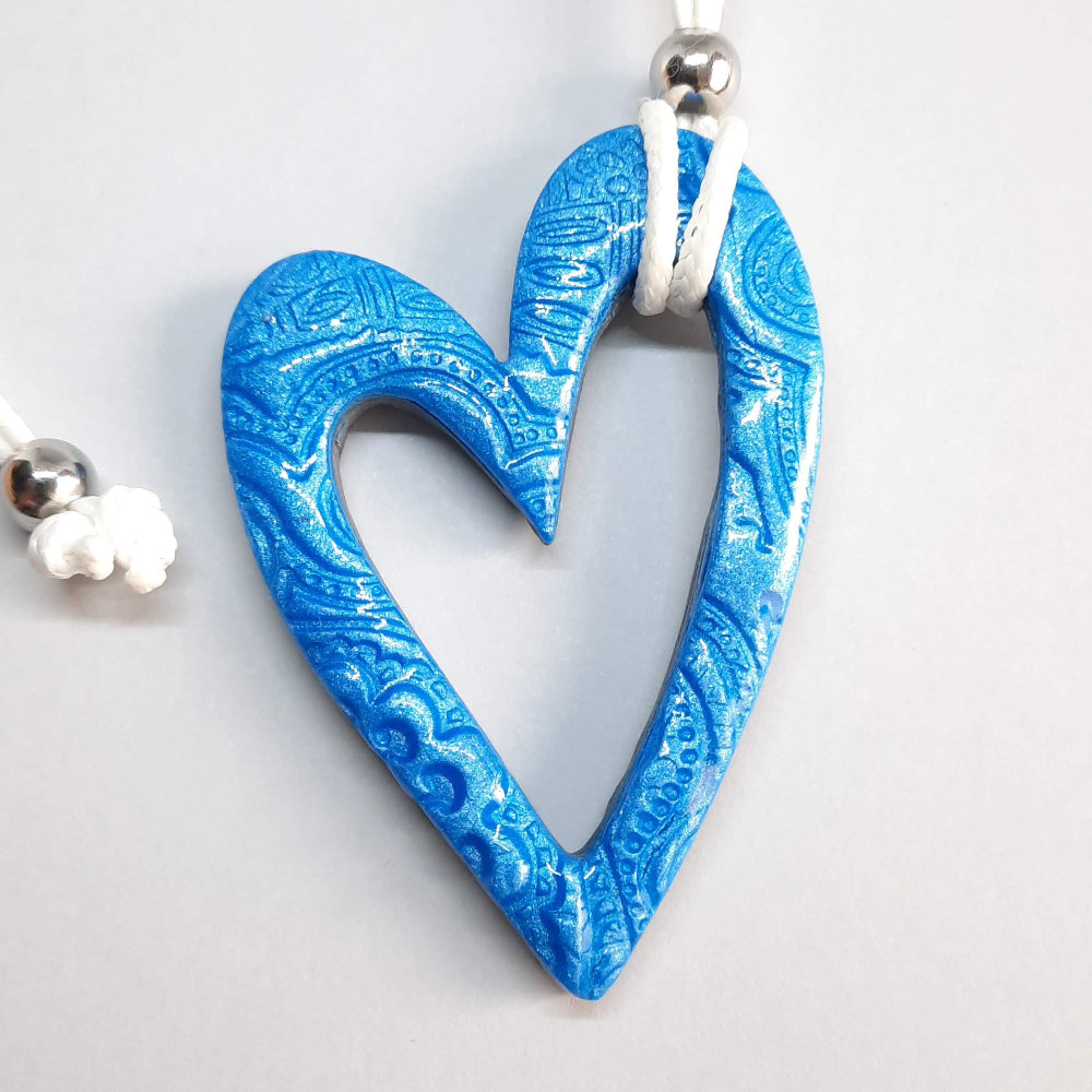 Colgante Corazón Hueco Grande Azul