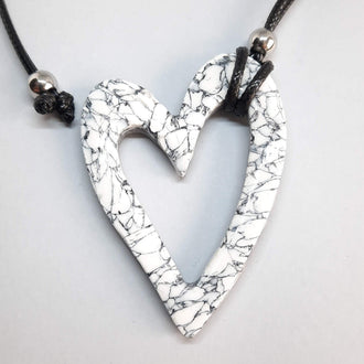 Colgante Corazón Hueco Grande Blanco Mármol