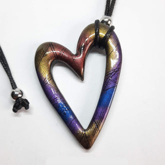 Colgante Corazón Hueco Grande Labradorita Violeta