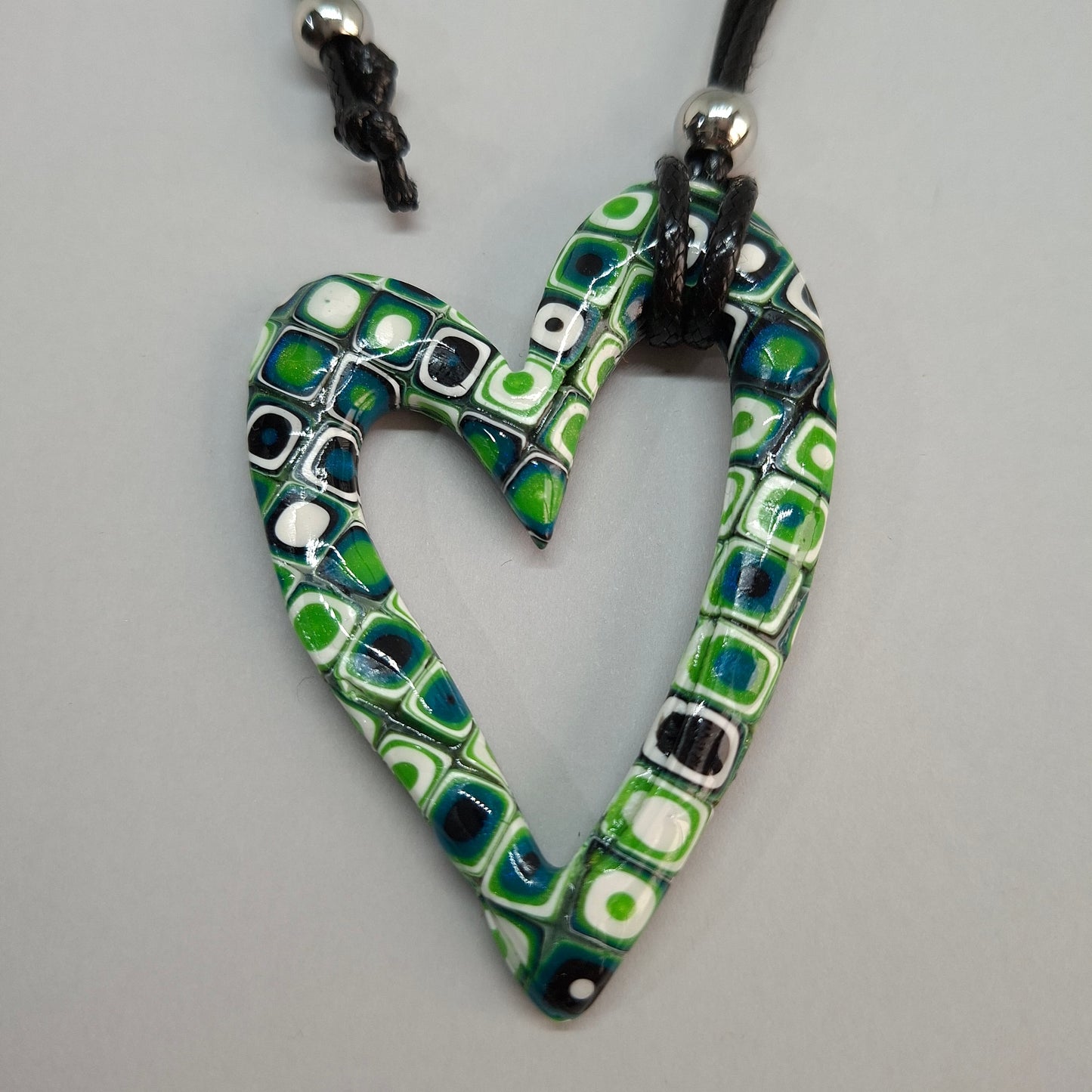 Colgante Corazón Hueco Grande Mosaico Verde