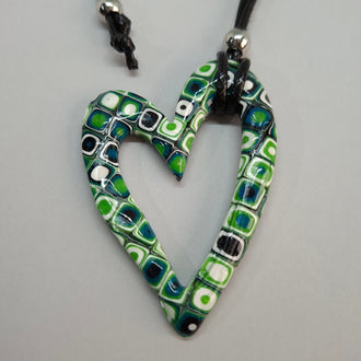 Colgante Corazón Hueco Grande Mosaico Verde