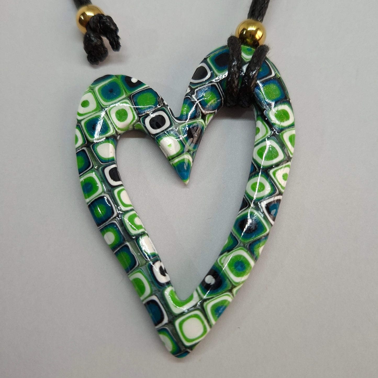 Colgante Corazón Hueco Grande Mosaico Verde