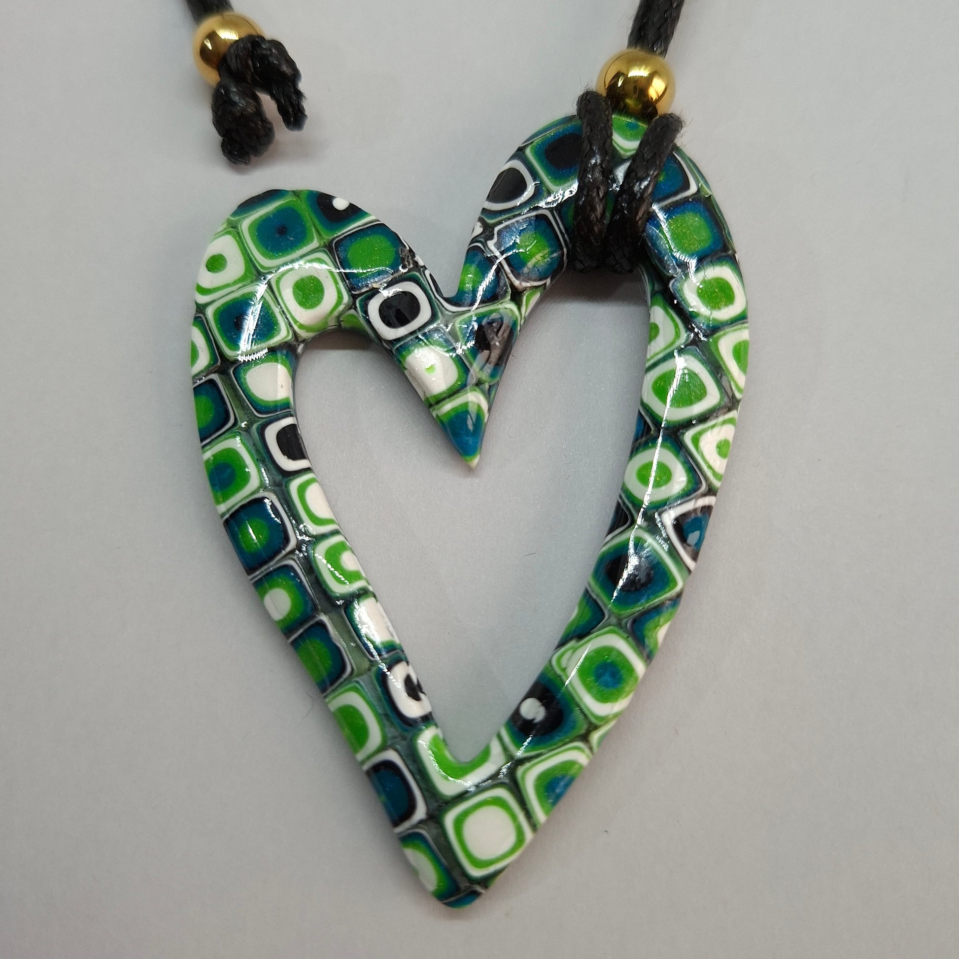 Colgante Corazón Hueco Grande Mosaico Verde