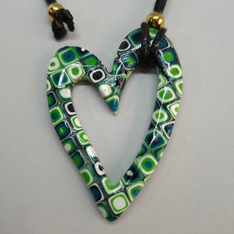 Colgante Corazón Hueco Grande Mosaico Verde