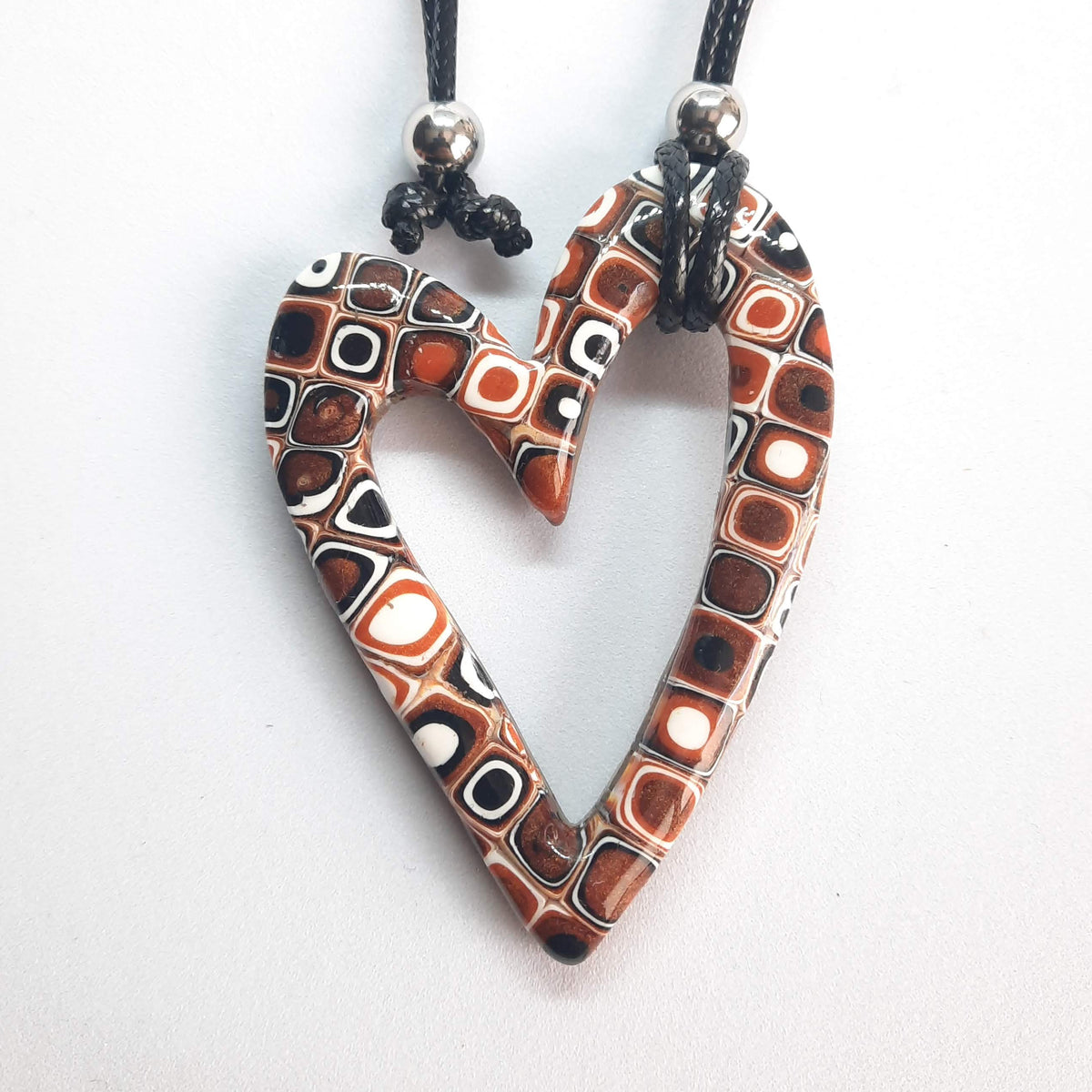 Colgante Corazón Hueco Grande Naranja Mosaico