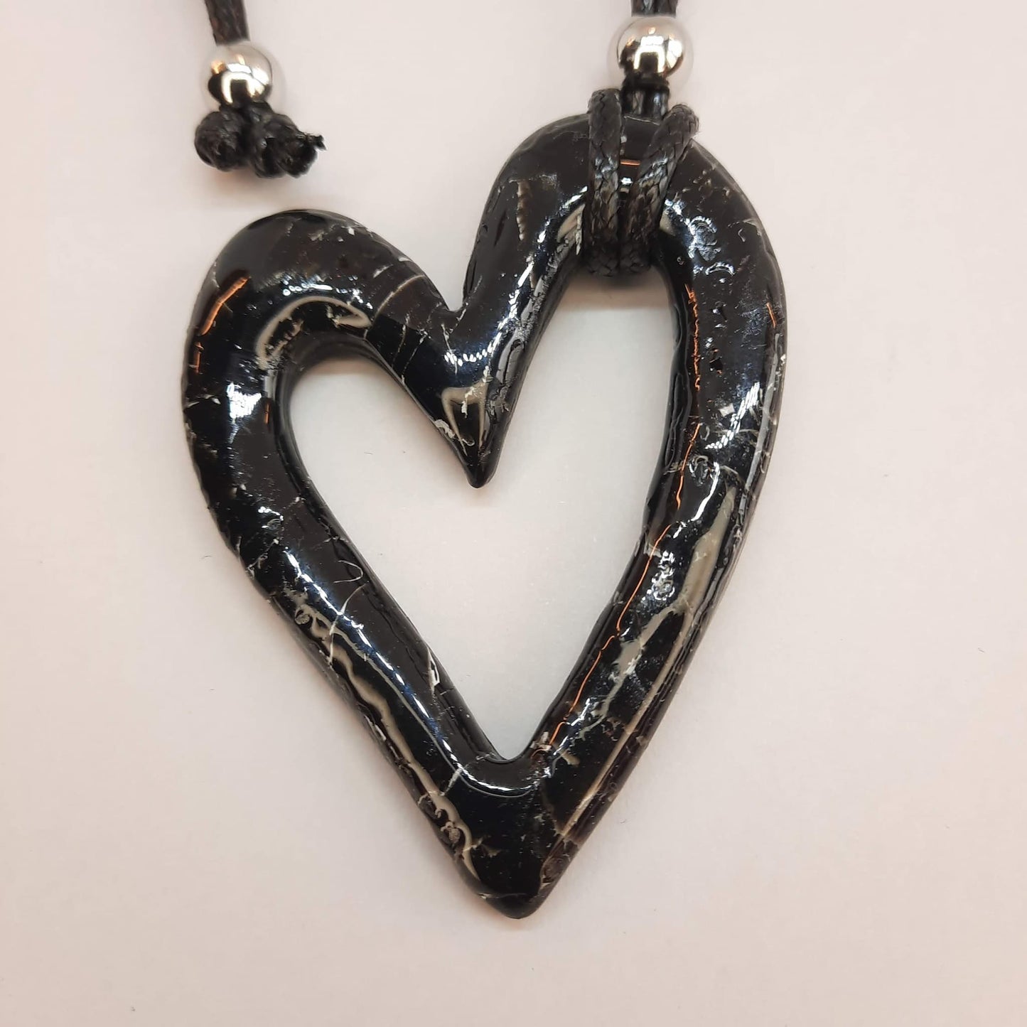 Colgante Corazón Hueco Grande Negro Mármol