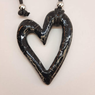 Colgante Corazón Hueco Grande Negro Mármol