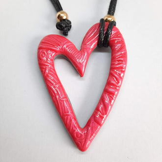 Colgante Corazón Hueco Grande Rojo