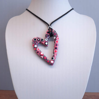 Colgante Corazón Hueco Grande Rosa Verano