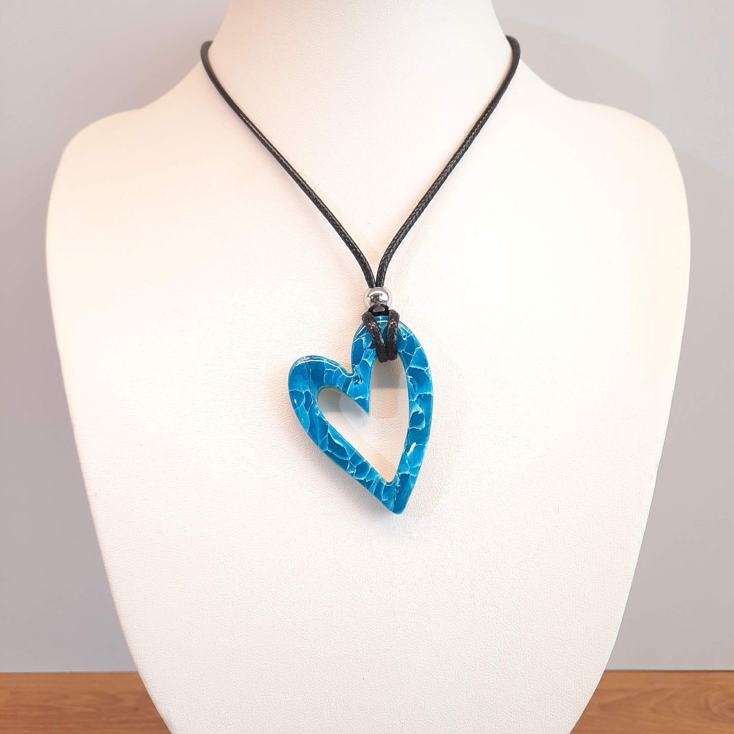 Colgante Corazón Hueco Mediano Aguamarina