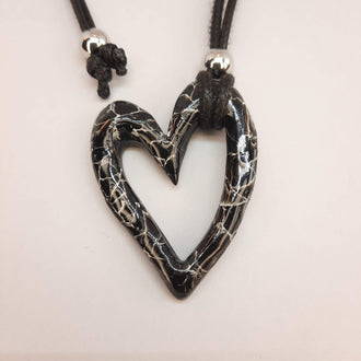 Colgante Corazón Hueco Mediano Negro Mármol