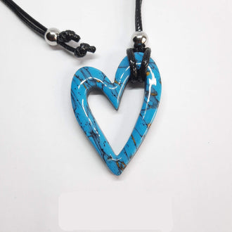 Colgante Corazón Hueco Mediano Turquesa