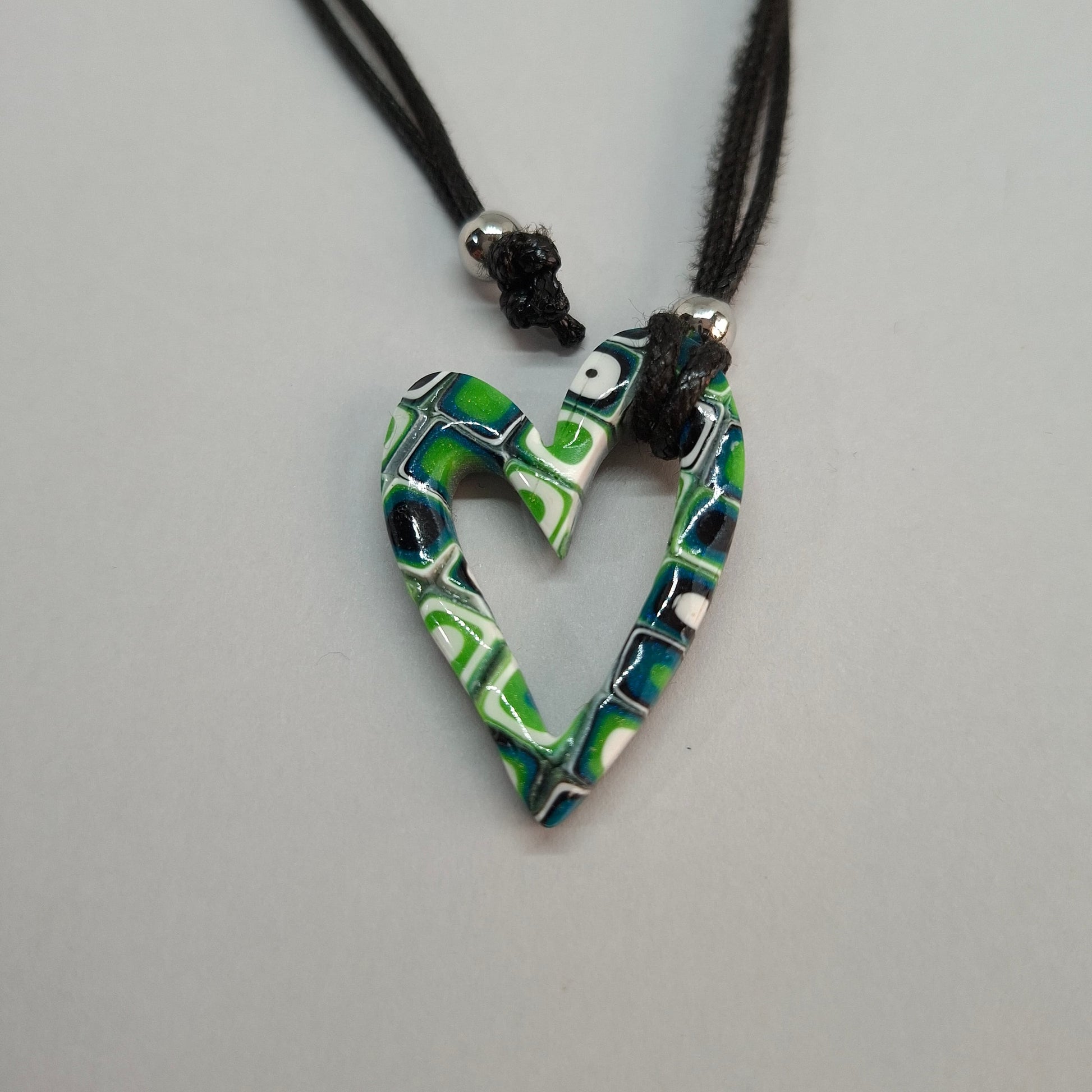 Colgante Corazón Hueco Pequeño Mosaico Verde