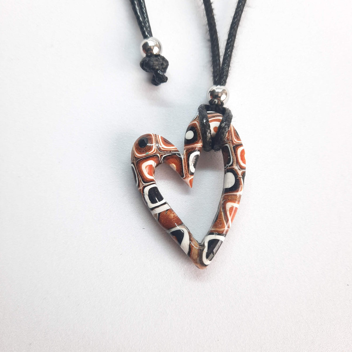 Colgante Corazón Hueco Pequeño Naranja Mosaico