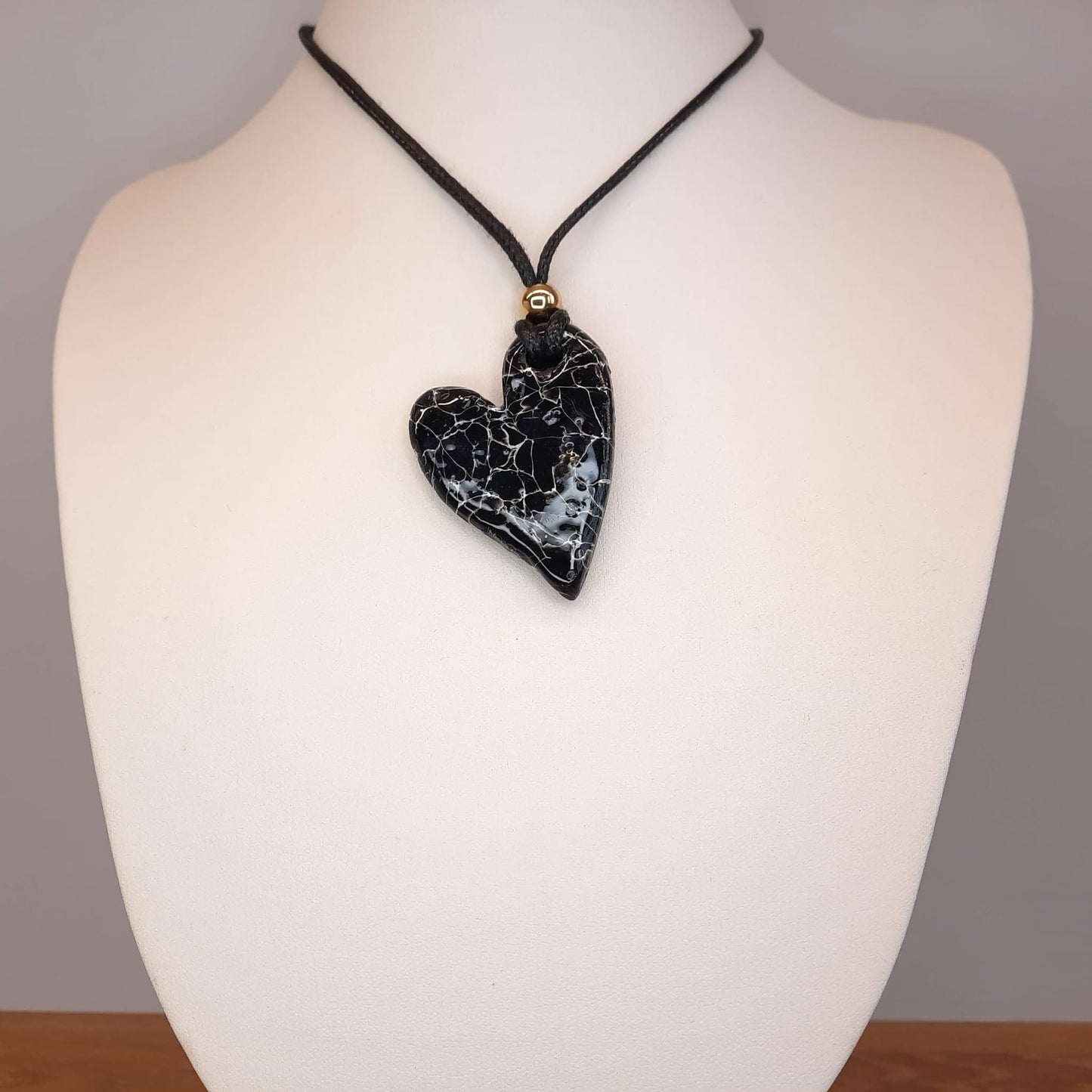 Colgante Corazón Pleno Grande Negro Mármol