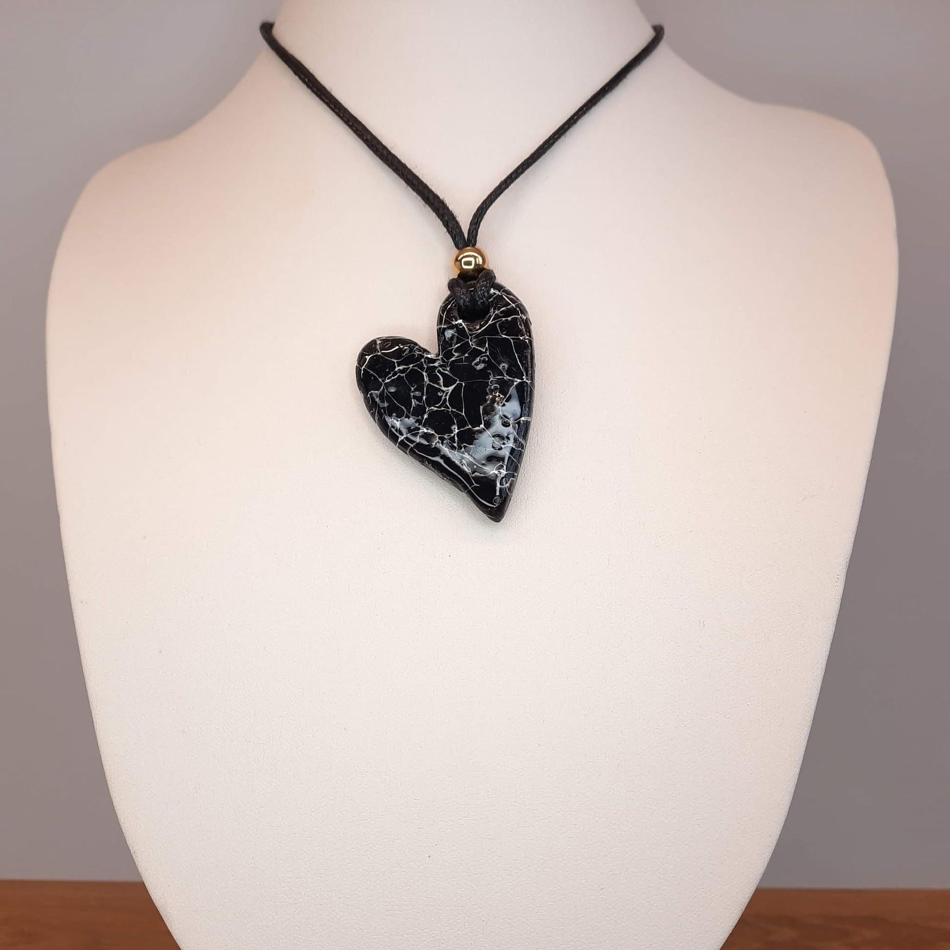 Colgante Corazón Pleno Grande Negro Mármol