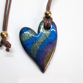 Colgante Corazón Pleno Mediano Labradorita Violeta