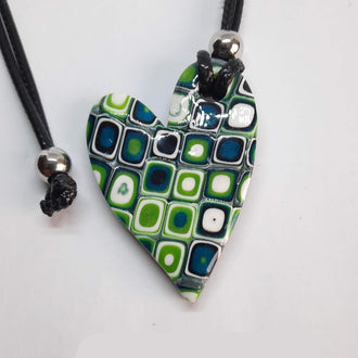 Colgante Corazón Pleno Mediano Mosaico Verde