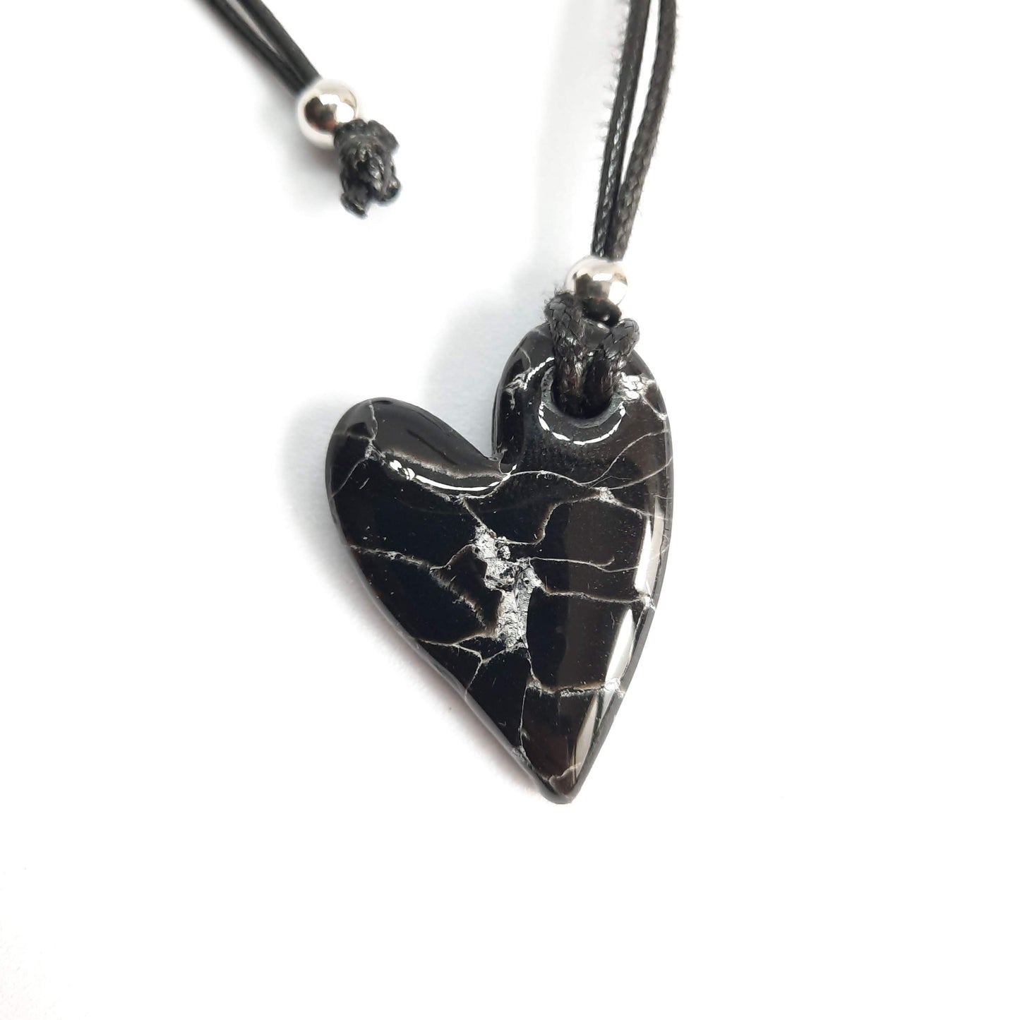 Colgante Corazón Pleno Pequeño Negro Mármol