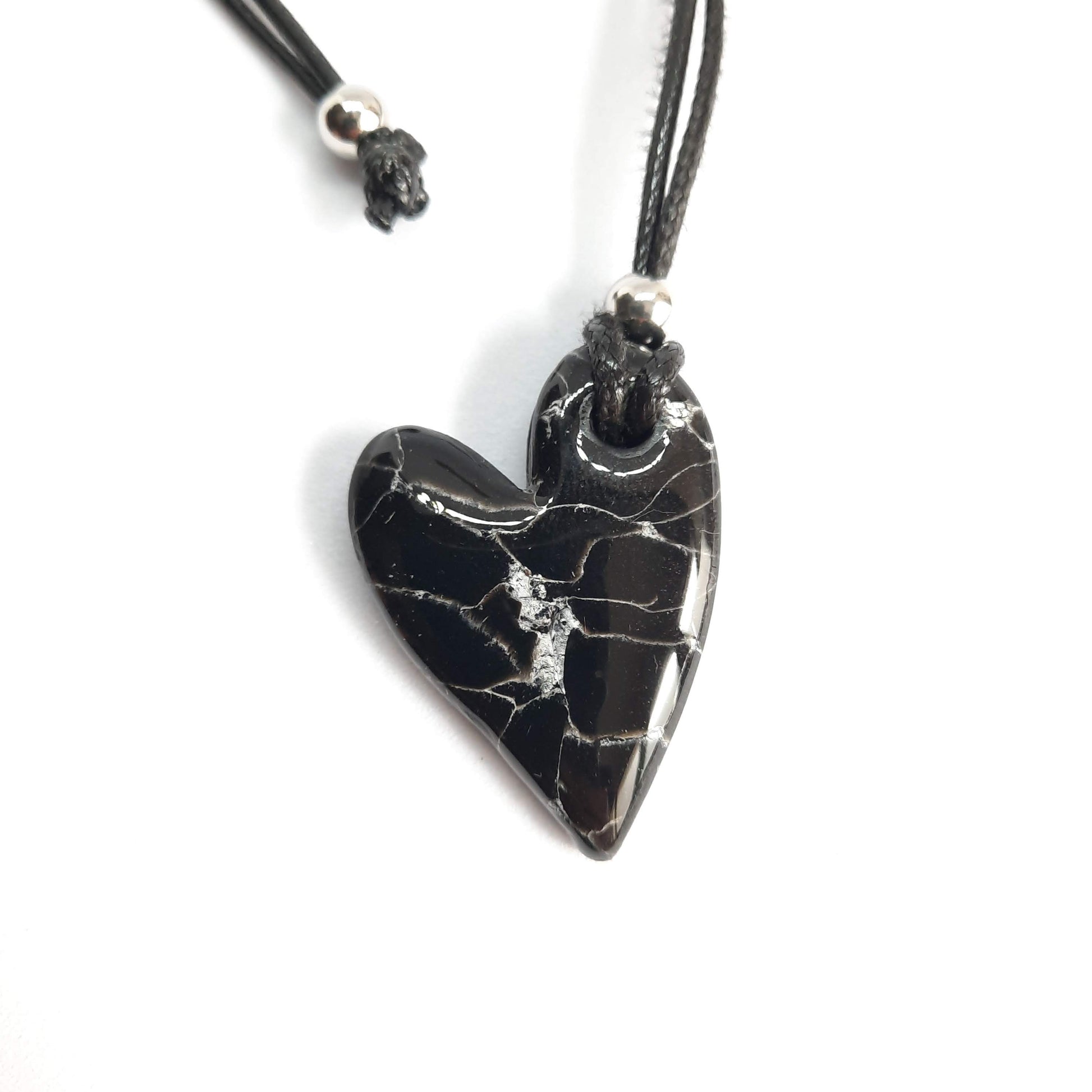 Colgante Corazón Pleno Pequeño Negro Mármol