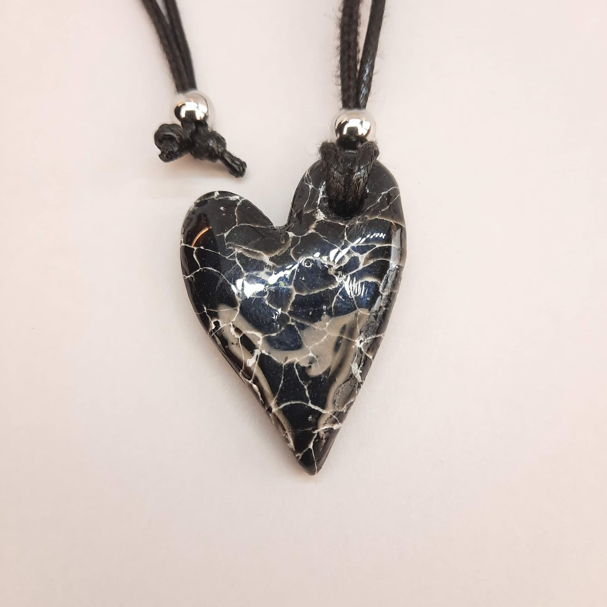 Colgante Corazón Pleno Pequeño Negro Mármol