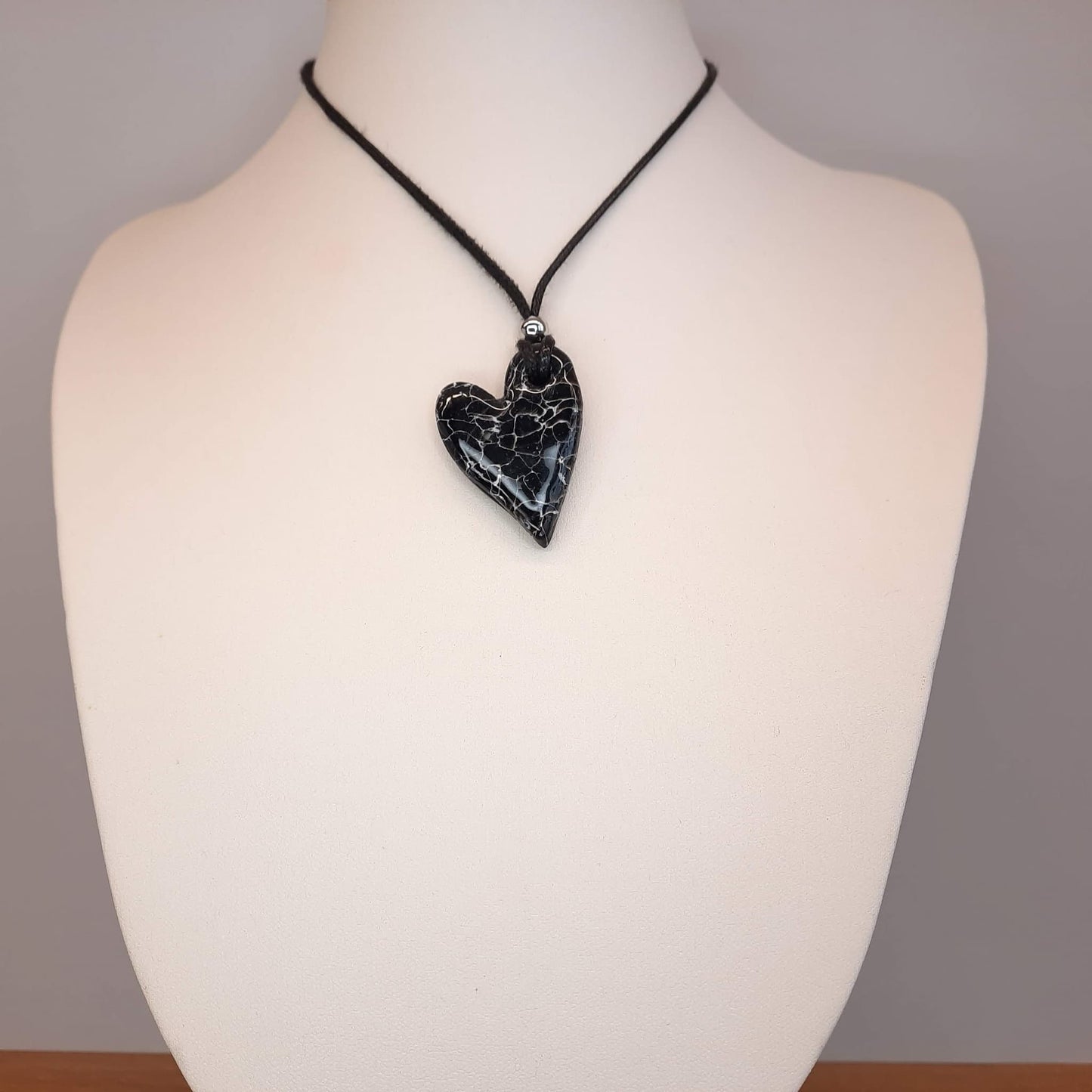 Colgante Corazón Pleno Pequeño Negro Mármol