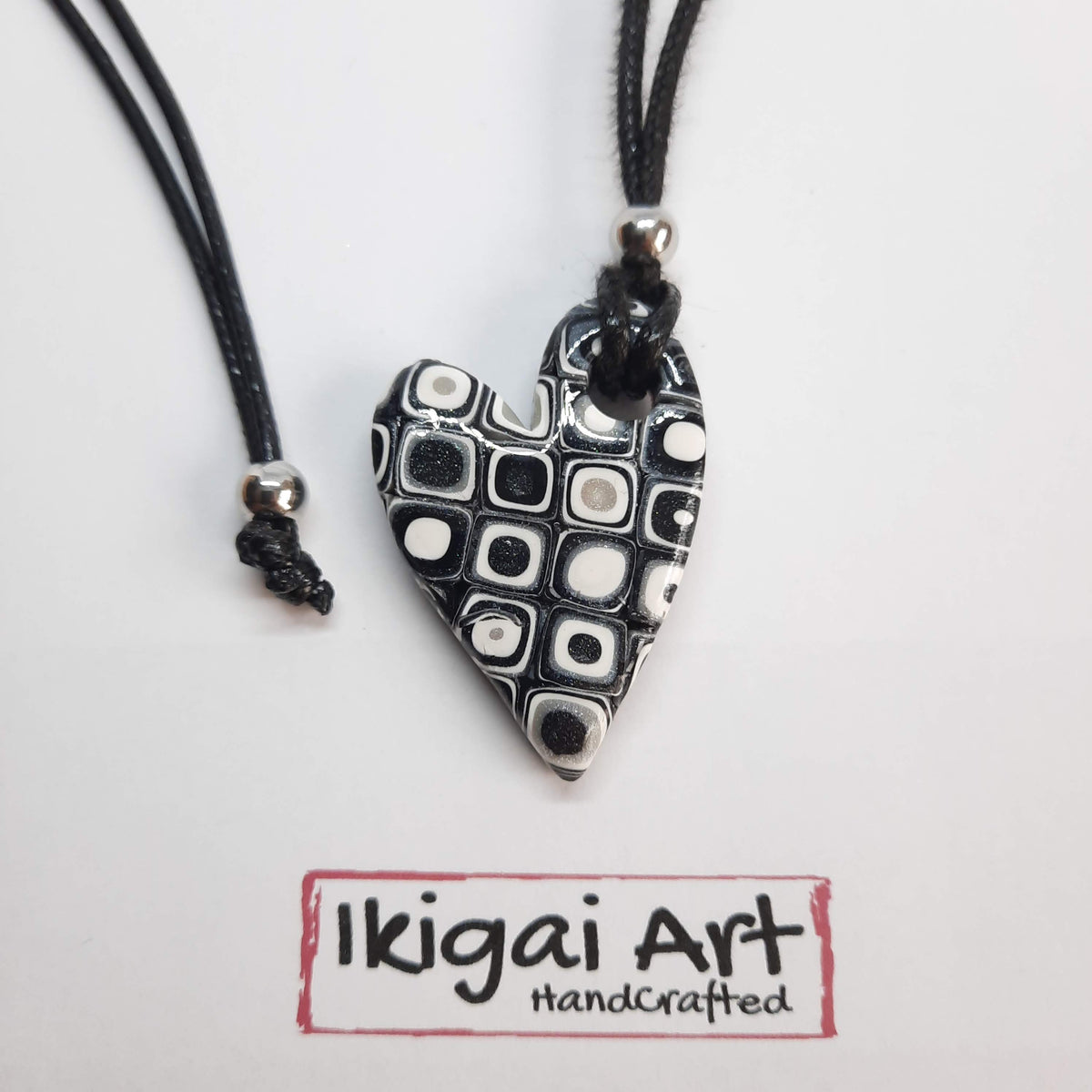 Colgante Corazón Pleno Pequeño Negro Mosaico
