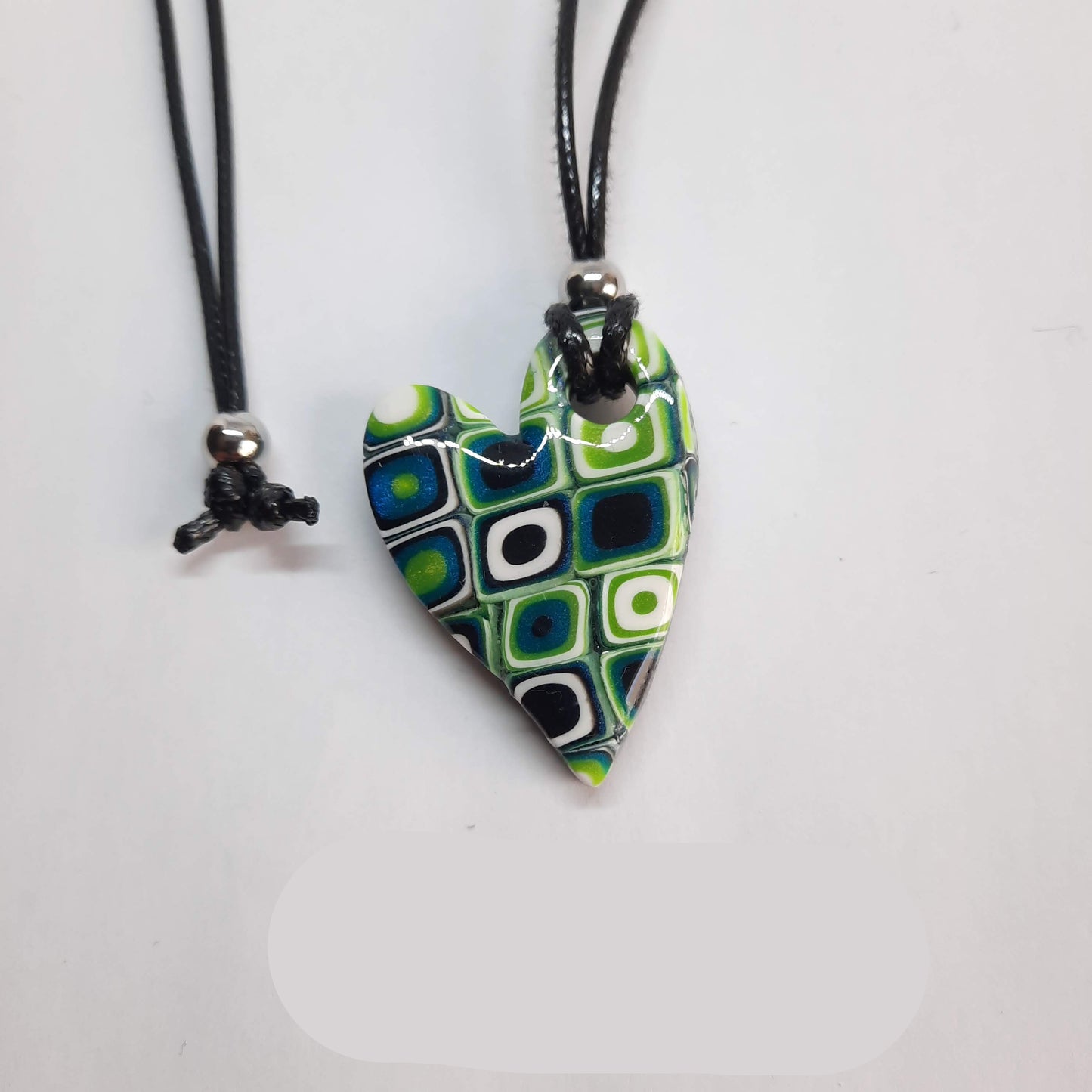 Colgante Corazón Pleno Pequeño Verde Blanco