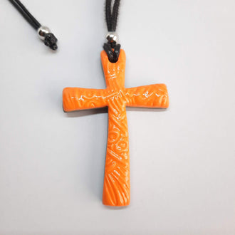 Colgante Cruz Grande Naranja