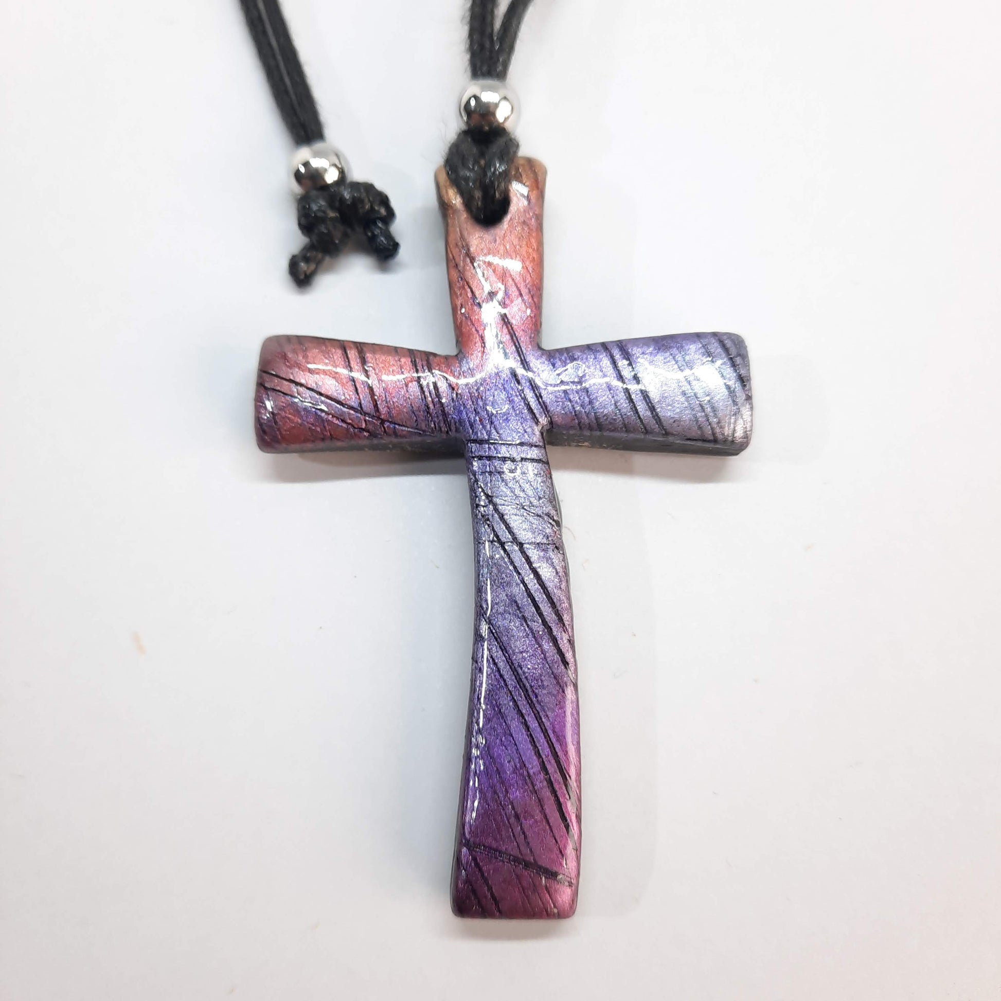 Colgante Cruz Labradorita Violeta