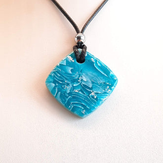 Colgante Cuadrado Aguamarina