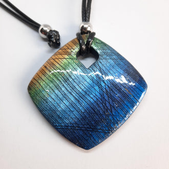 Colgante Cuadrado Grande Labradorita Azul