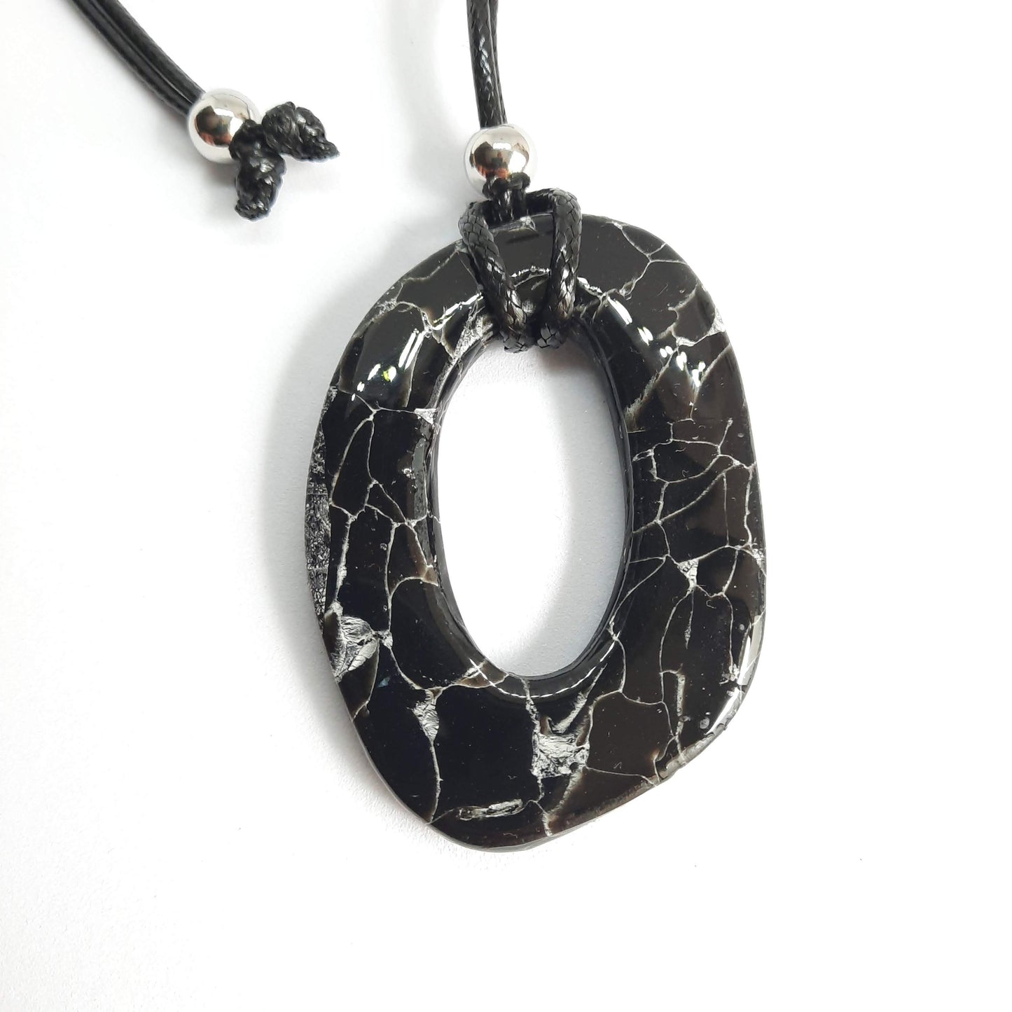 Colgante Ovalado Negro Mármol