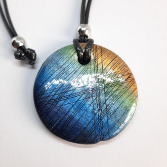 Colgante Redondo Grande Labradorita Azul