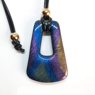 Colgante Trapecio Grande Labradorita Violeta