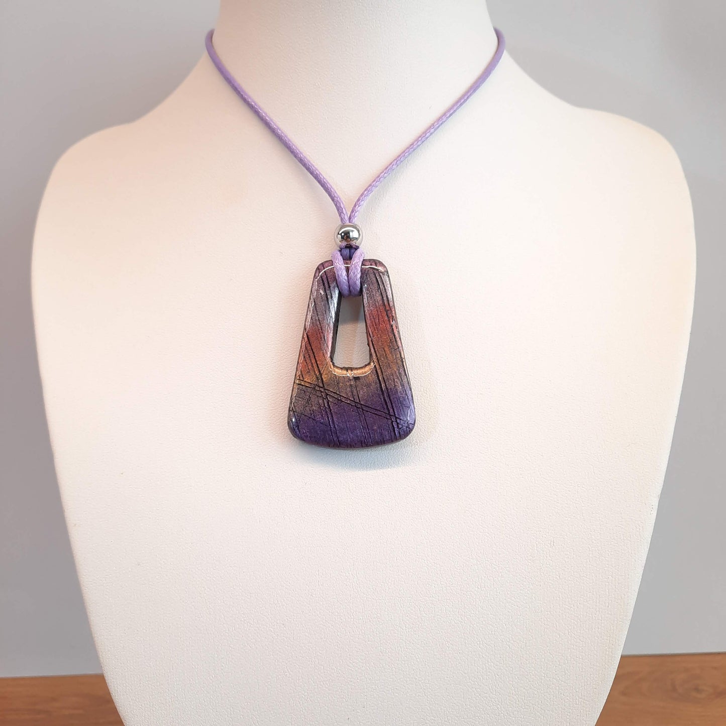 Colgante Trapecio Grande Labradorita Violeta