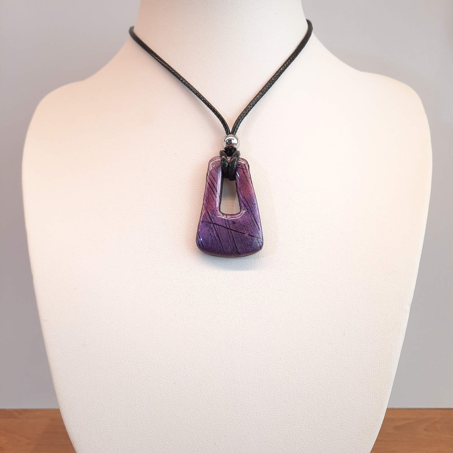 Colgante Trapecio Mediano Labradorita Violeta