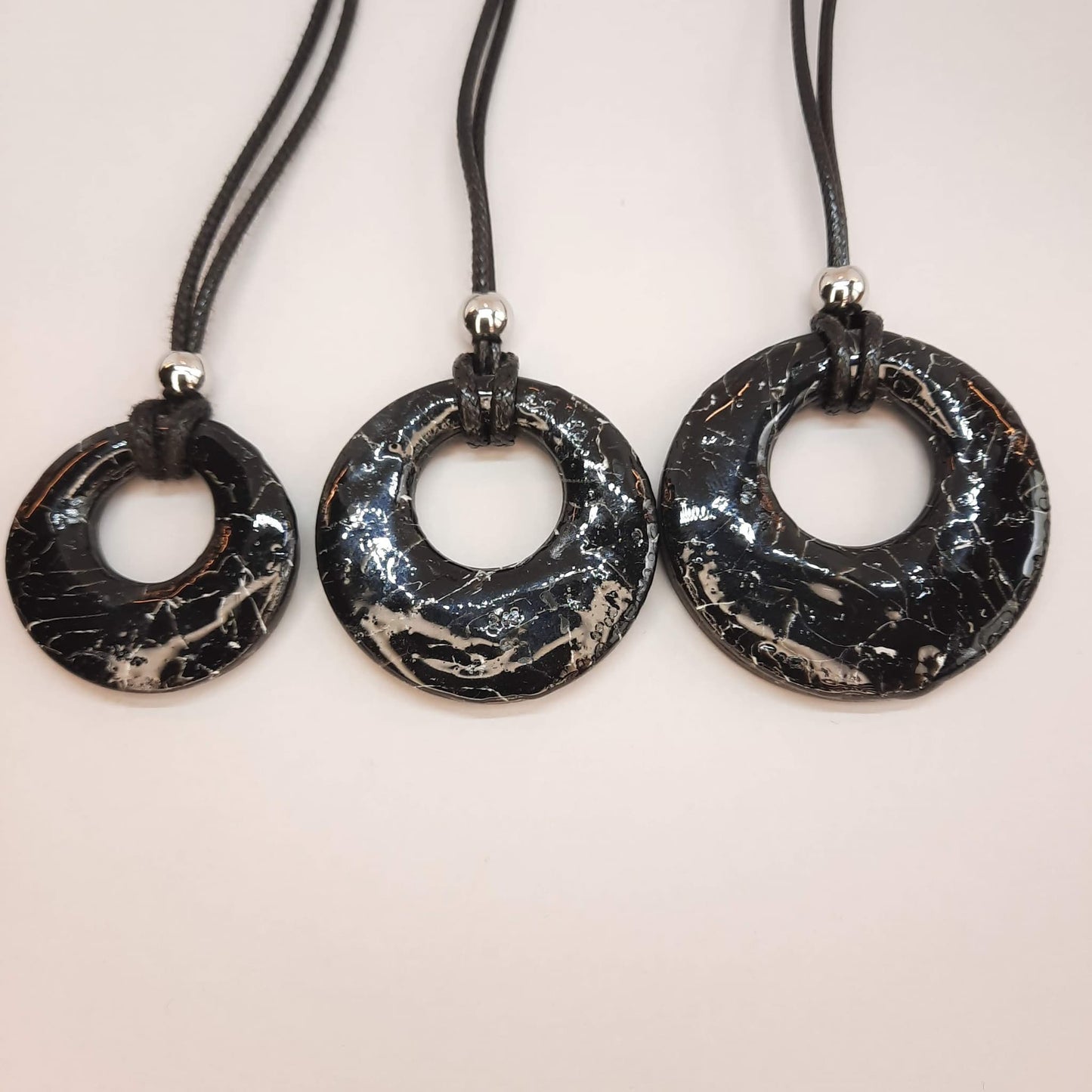 Colgantes Círculo Negro Mármol