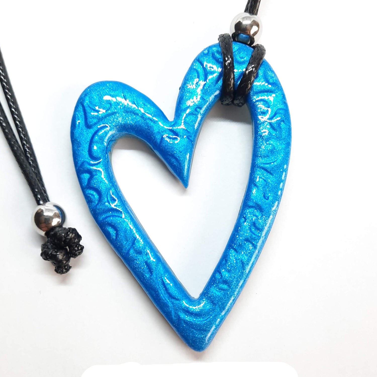 Colgante Corazón Hueco Grande Azul