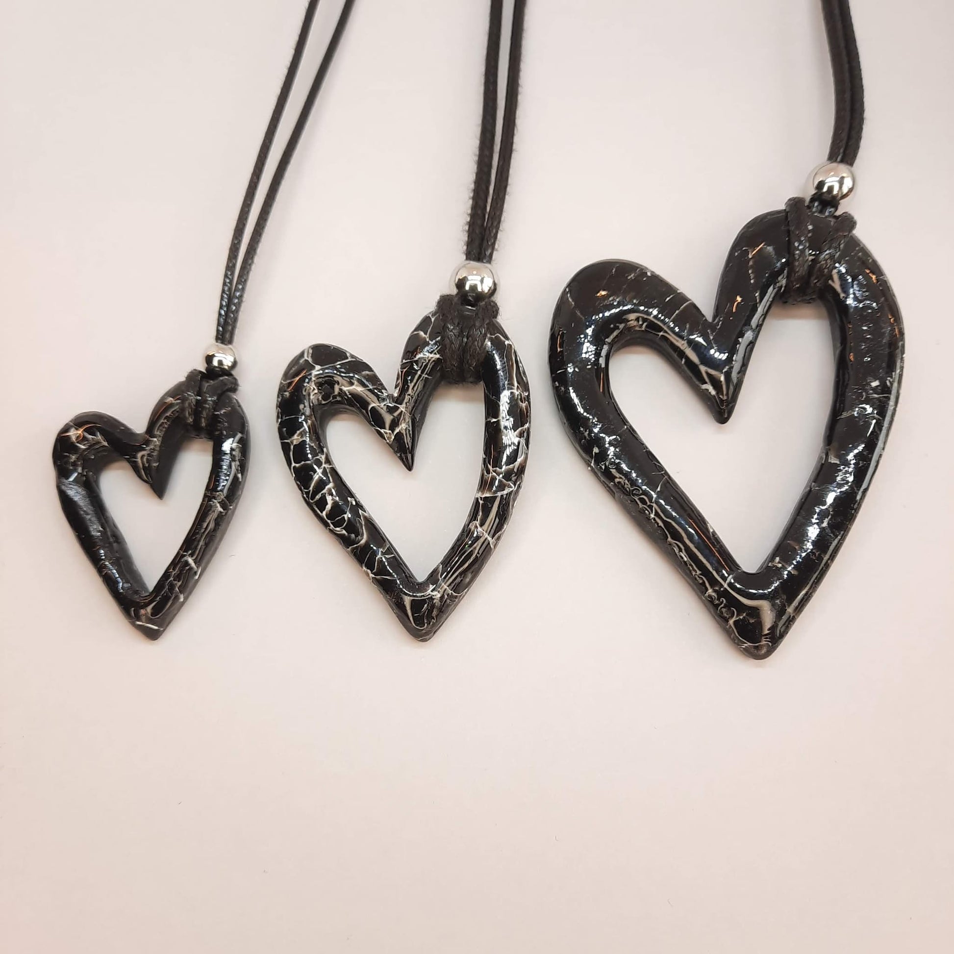 Colgantes Corazón Hueco Negro Mármol