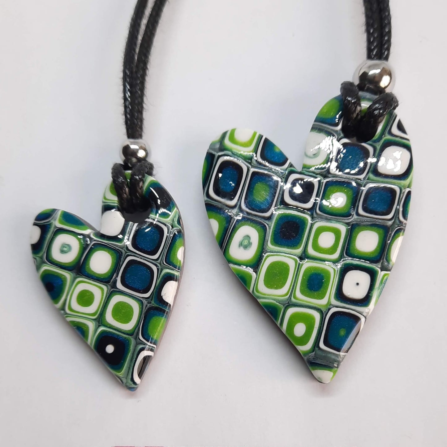 Colgantes Corazón Pleno Mosaico Verde
