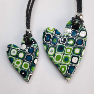 Colgantes Corazón Pleno Mosaico Verde