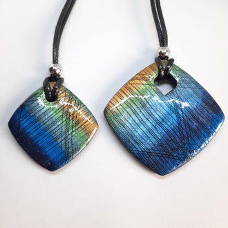 Colgantes Cuadrados Labradorita Azul