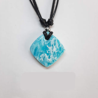 Gargantilla con Colgante Cuadrado Aguamarina