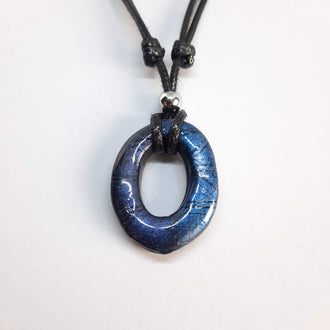 Gargantilla Con Colgante Ovalado Labradorita Azul