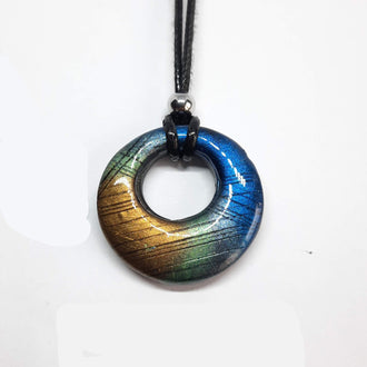 Gargantilla Con Colgante Círculo Labradorita Azul
