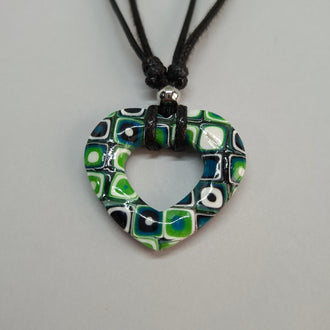 Gargantilla Con Colgante Corazón Alma Mosaico Verde