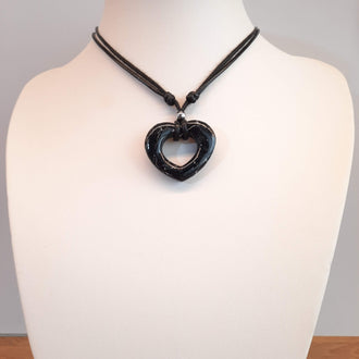 Gargantilla Con Colgante Corazón Alma Negro Mármol