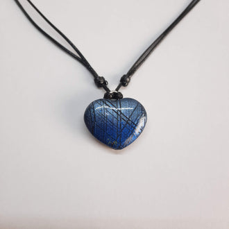 Gargantilla Con Colgante Corazón Ancho Labradorita Azul