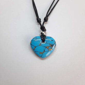 Gargantilla Con Colgante Corazón Ancho Pequeño Turquesa